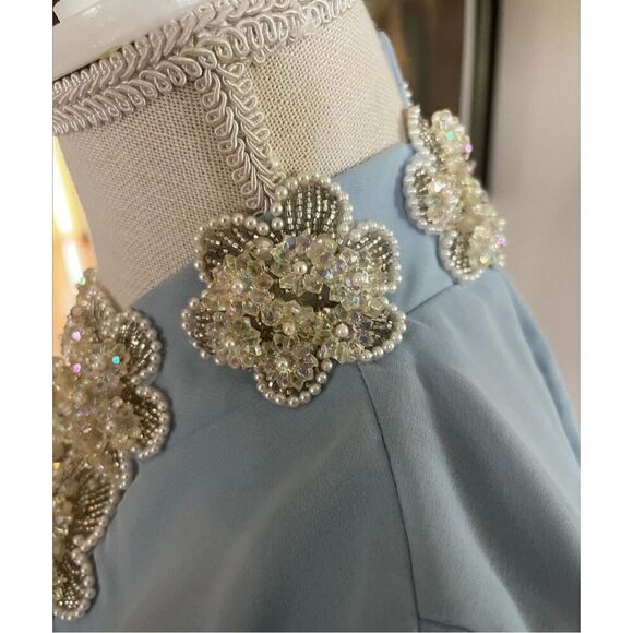 1950s babydoll dress baby blue covered in aurora borealis crystals size in pictu - Picture 4 of 8